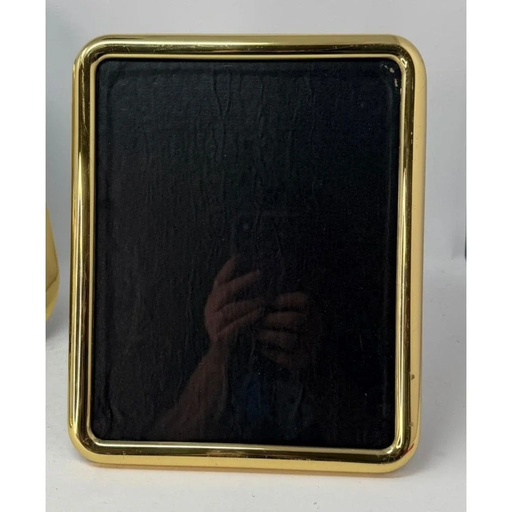 Set of 3 Vintage Brass Photo Frames Mid Century Modern Rounded Gallery Wall Set